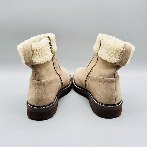 Blondo Boots Womens 5.5 Brown Suede Shearling Harlow Ankle Waterproof Lug Sole - Picture 8 of 13
